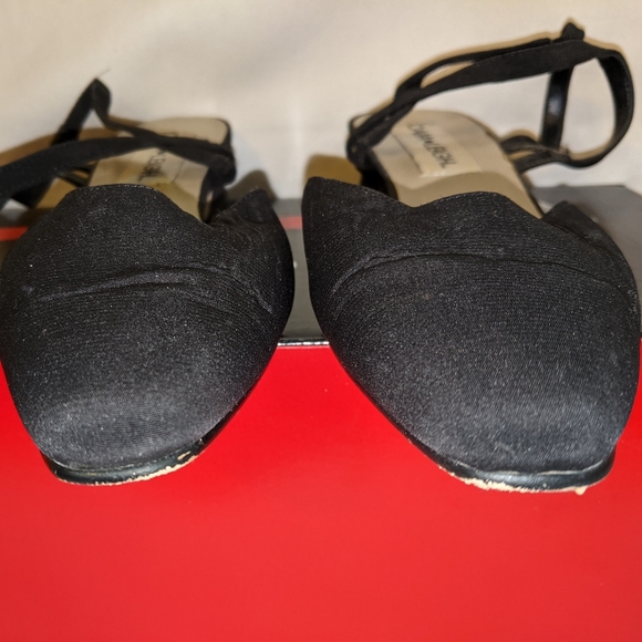 Cara Leigh Women's Black Fabric Block Heel Sling Back Shoe Size 6.5m - Picture 4 of 6